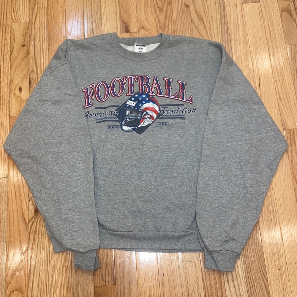 Vintage Long Sleeve Gray Football Crewneck XL “American Tradition Since 1865